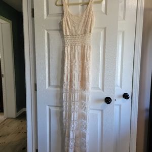 Lace Maxi Dress with Cut Out